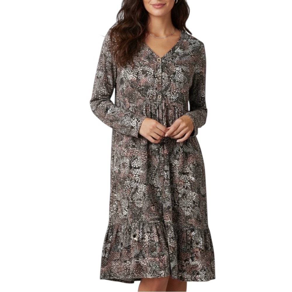 NWOT Haptics Boutique Multicolor Floral Print Button Babydoll Dress Small Medium